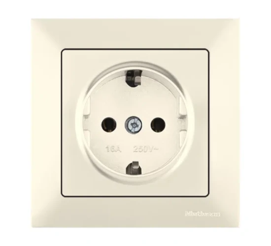 Контакт шуко единичен 16А крем Candela Mutlusan.png